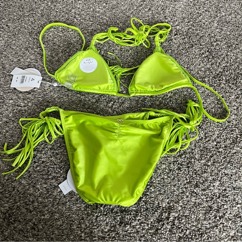 PQ swim Mila bathing suit Lime (Super Hot Color) set top and bottom NWT M and L - Picture 5 of 14